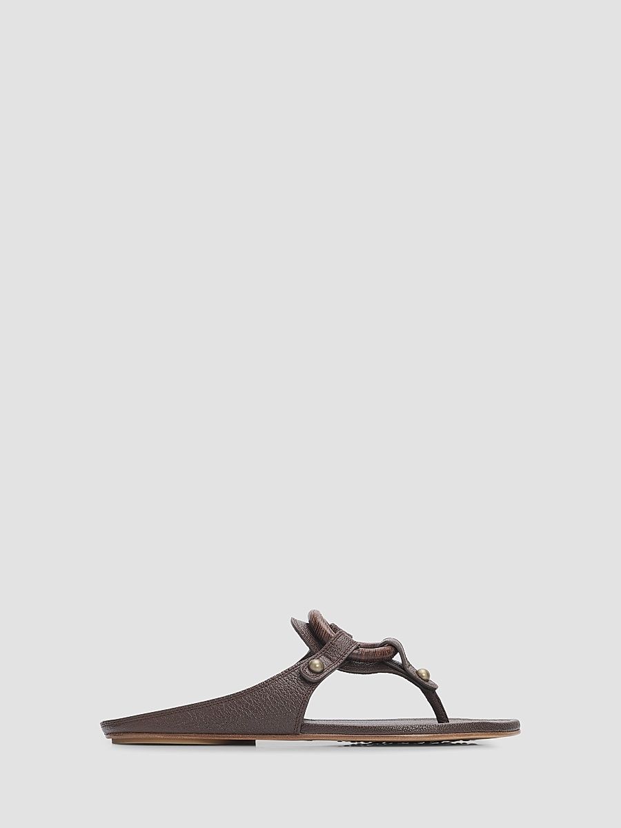 Women's Pattie Wood O-Ring Leather Sandals - Cafe Petitgrain - Size 10