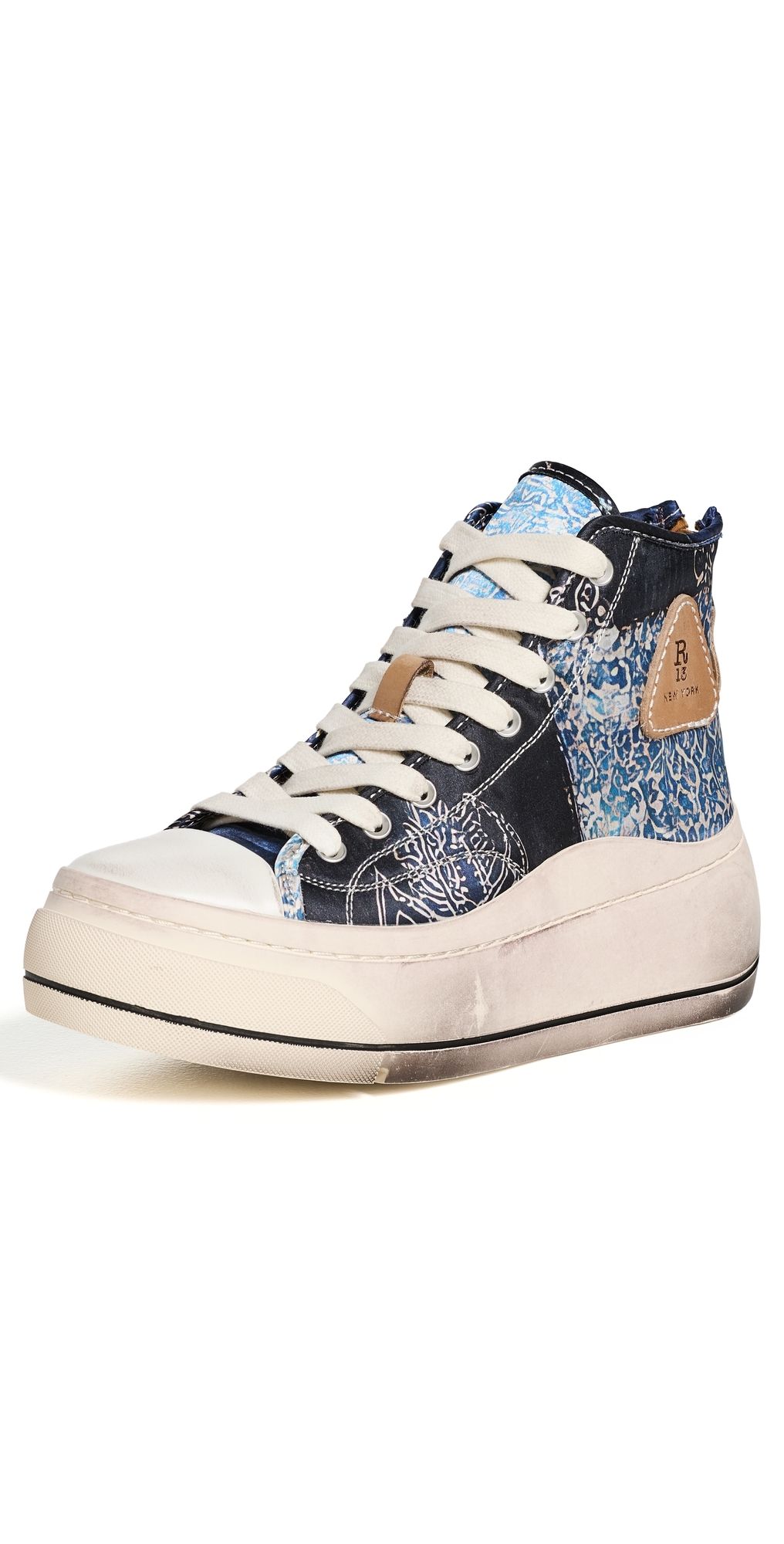 R13 Kurt High Top Sneakers Blue Bandana Print 8