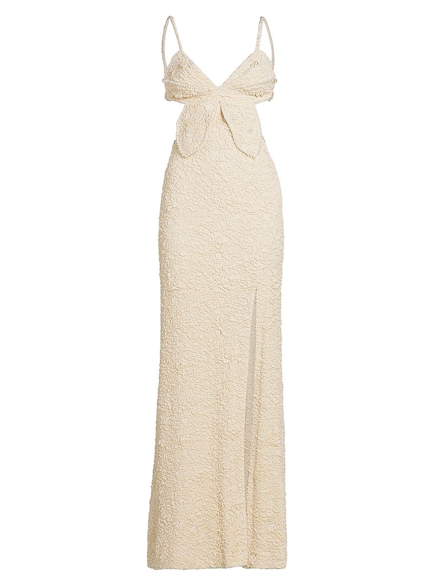 Women's Papillon Jacquard Butterfly Maxi Dress - Beige - Size XS