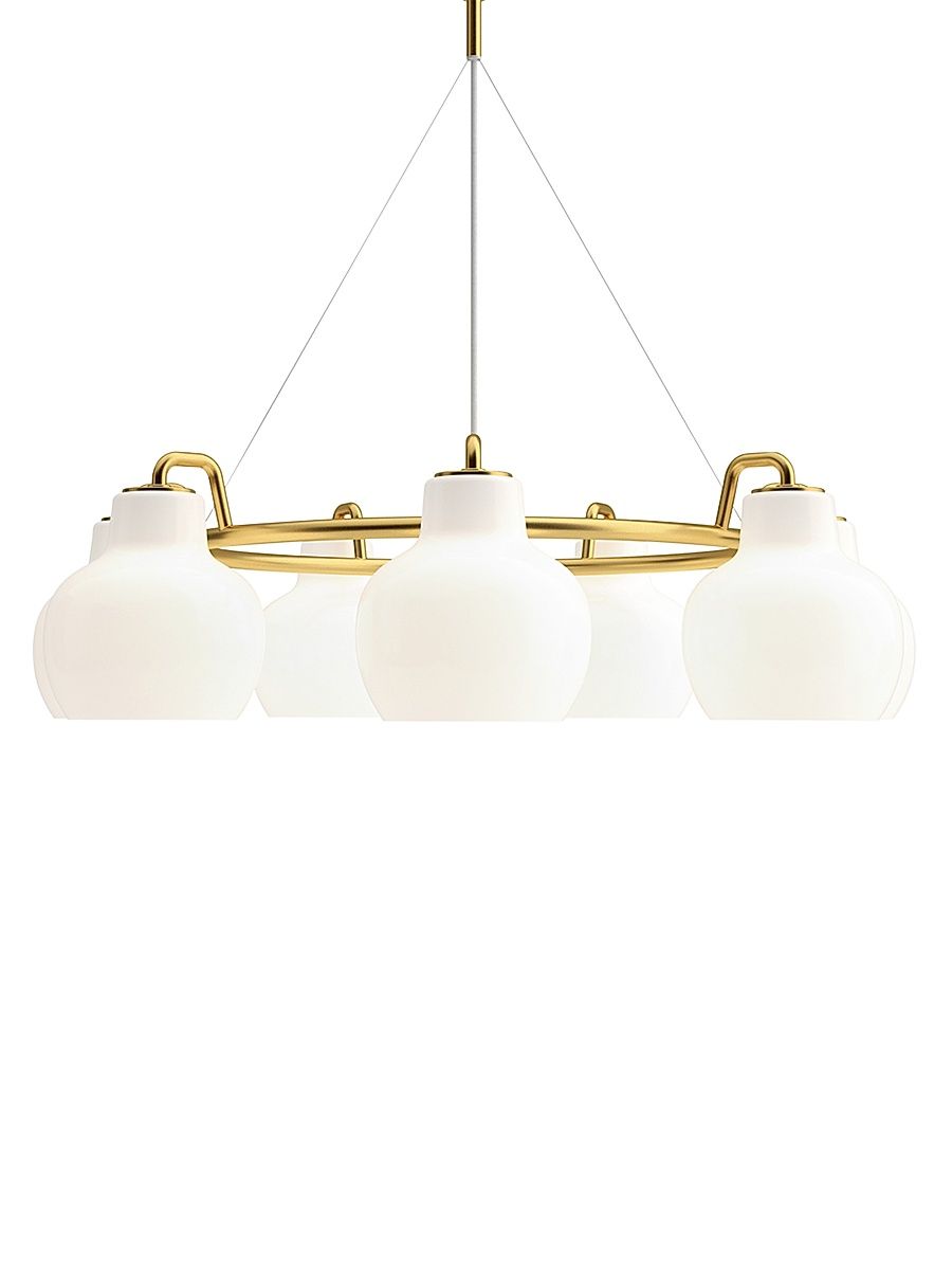 VL Ring Crown Opal Glass Light Chandelier - Gold