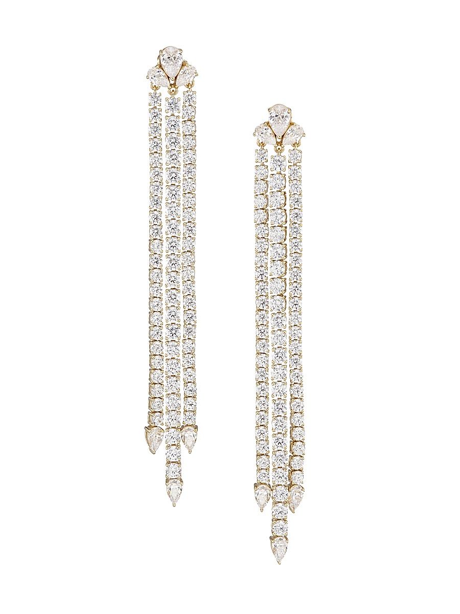 Women's Daytime 18K-Gold-Plated & Cubic Zirconia Triple-Strand Drop Earrings - Gold