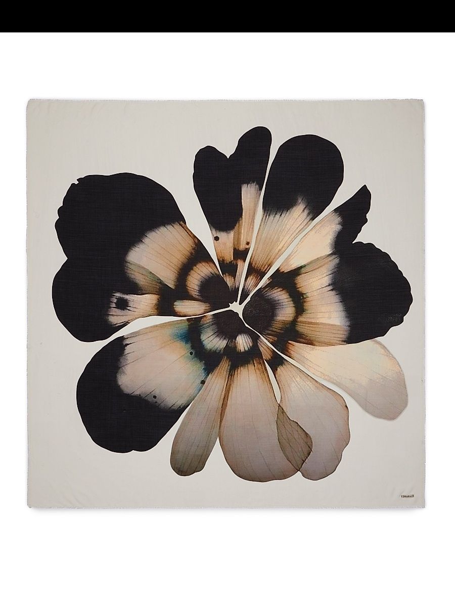 Women's Fiorellina Floral Silk Shawl - Black And White Multi