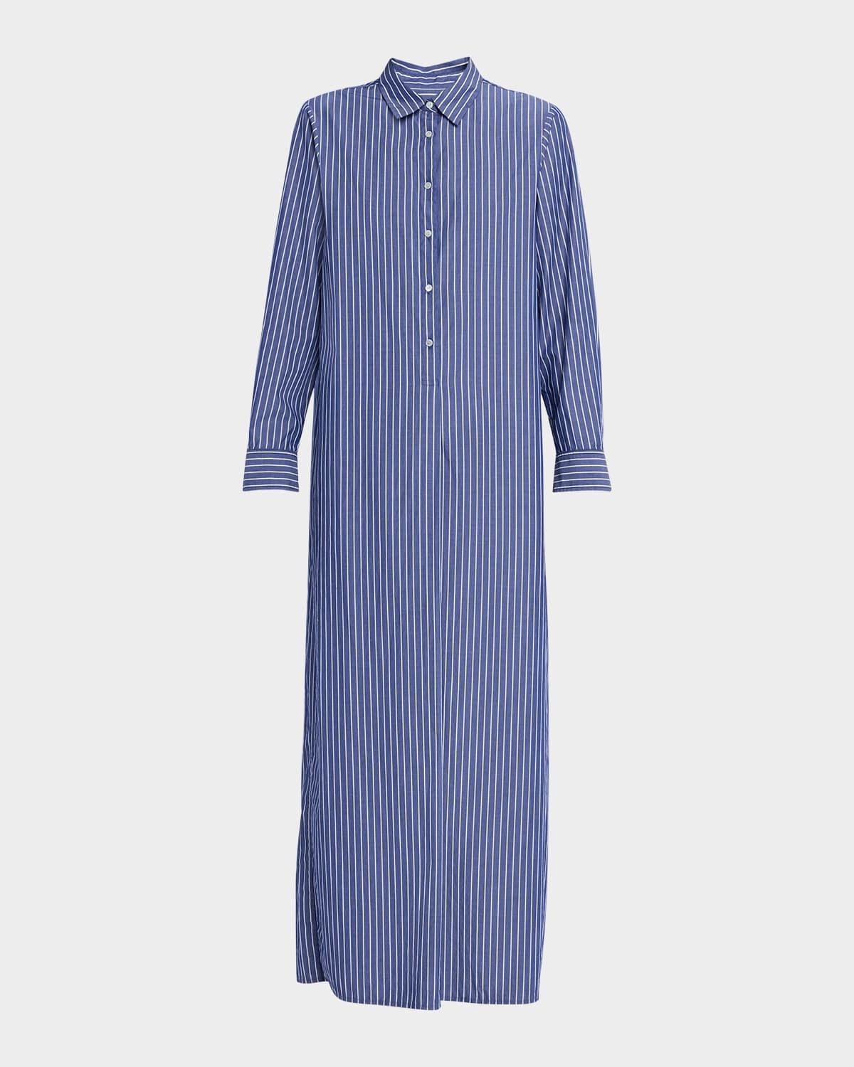 Mina Striped Cotton Long-Sleeve Maxi Shirtdress