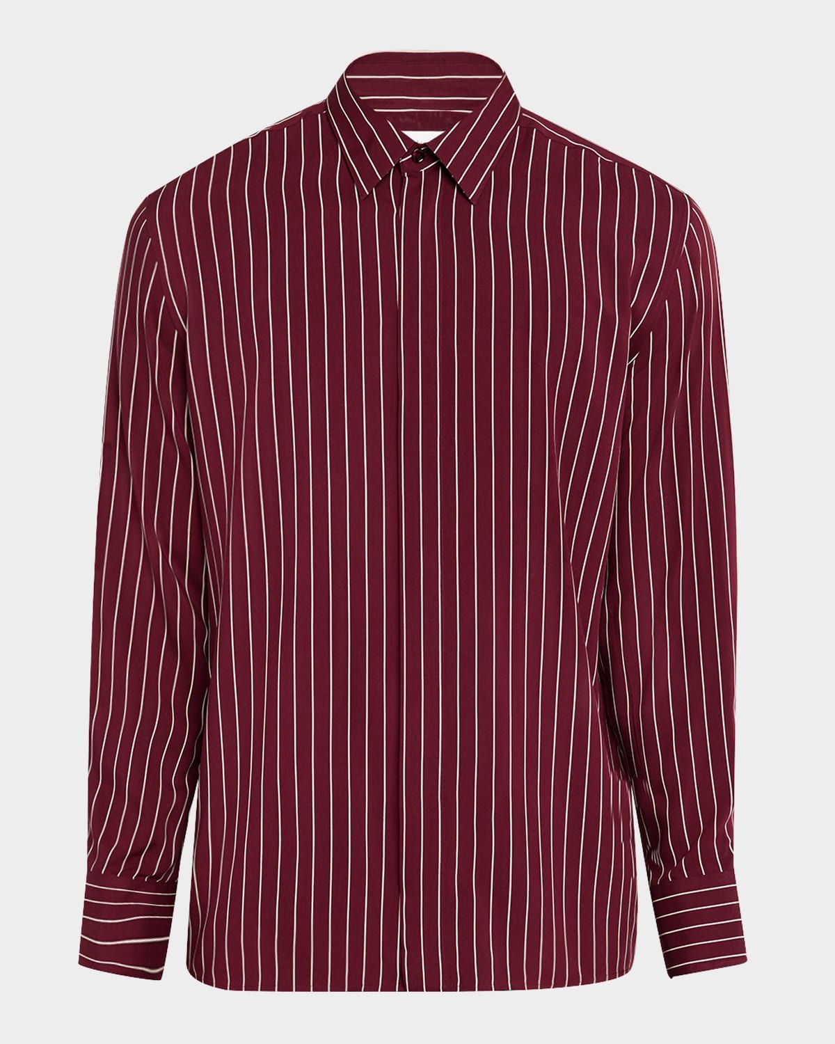 Men & apos;s Vertical Stripe Silk Sport Shirt