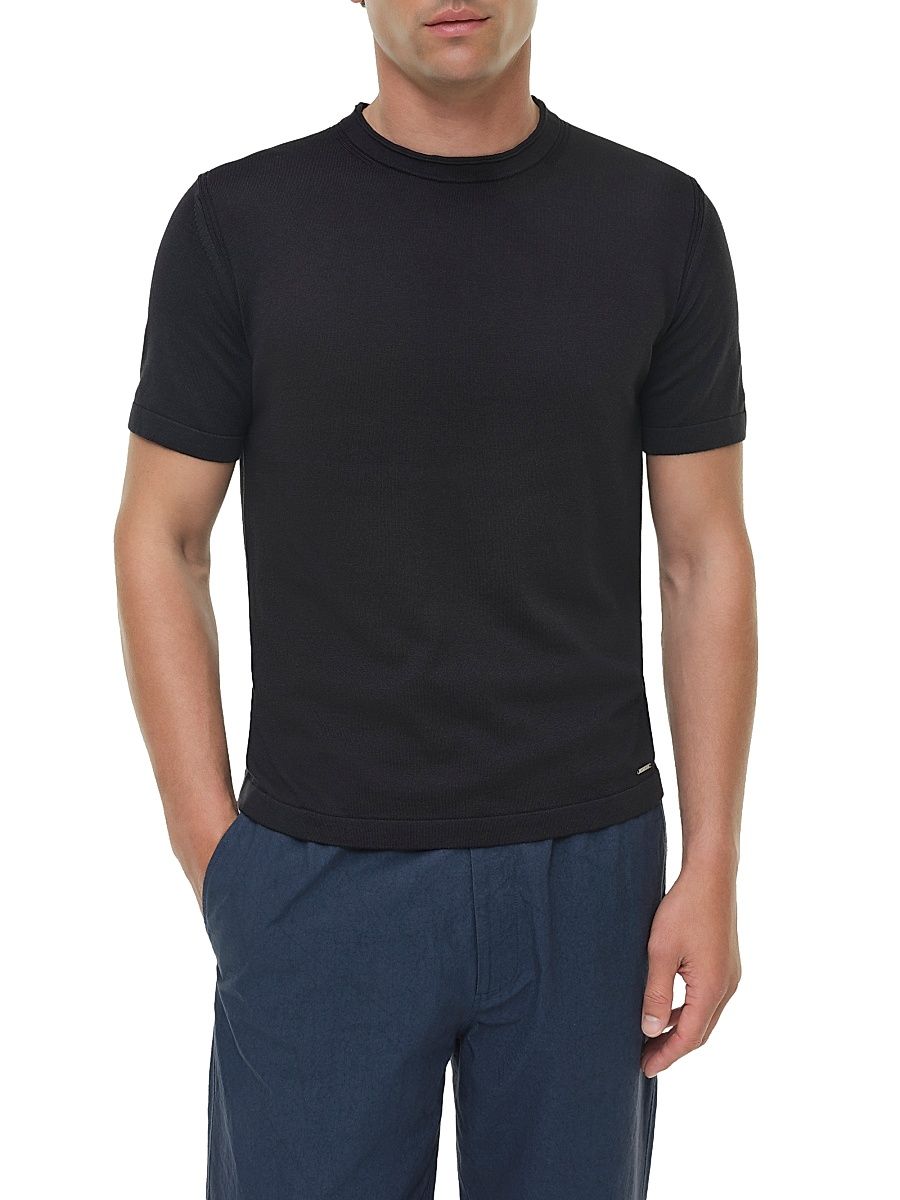 Men's Duke Silk-Cotton Crewneck T-Shirt - Black - Size Small