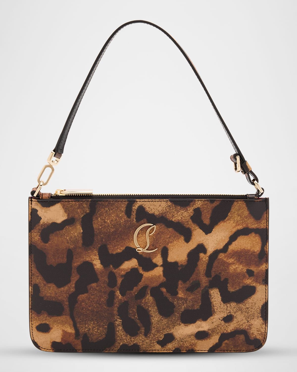 Loubi54 Flat Pouch Bag in Bengal-Print Leather