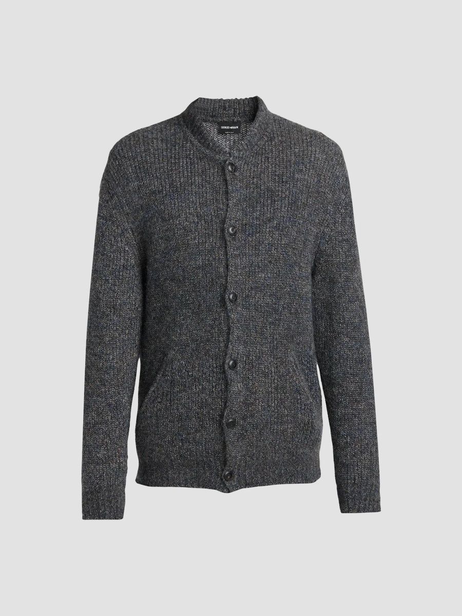 Giorgio Armani Men's Mohair-Blend Cardigan - Grey - Size 38