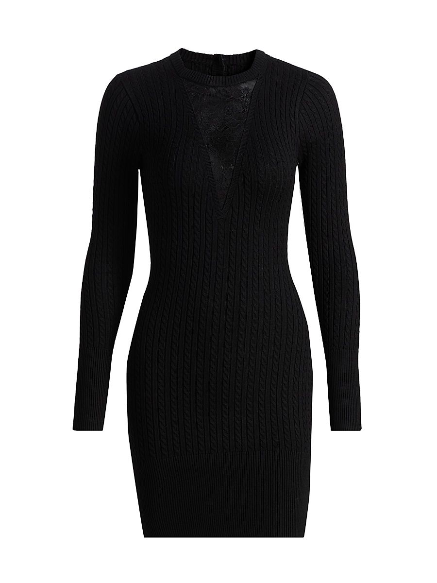 Women's Quinn Lace-Inset Minidress - Black - Size Large