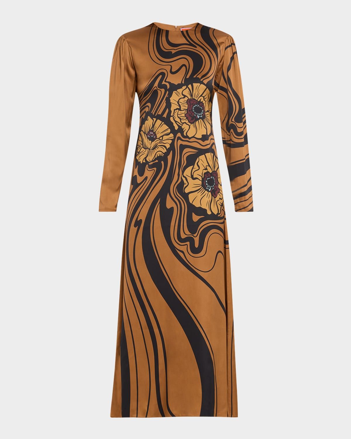 Clingy Long-Sleeve Maxi Swing Dress