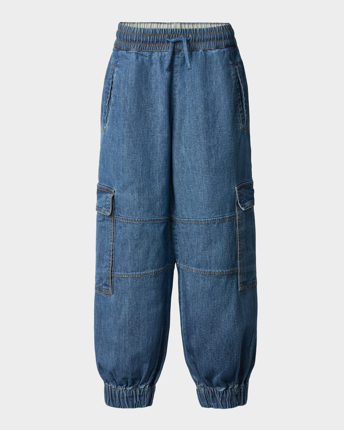 Girl & apos;s Aliki Cotton Chambray Cargo Joggers