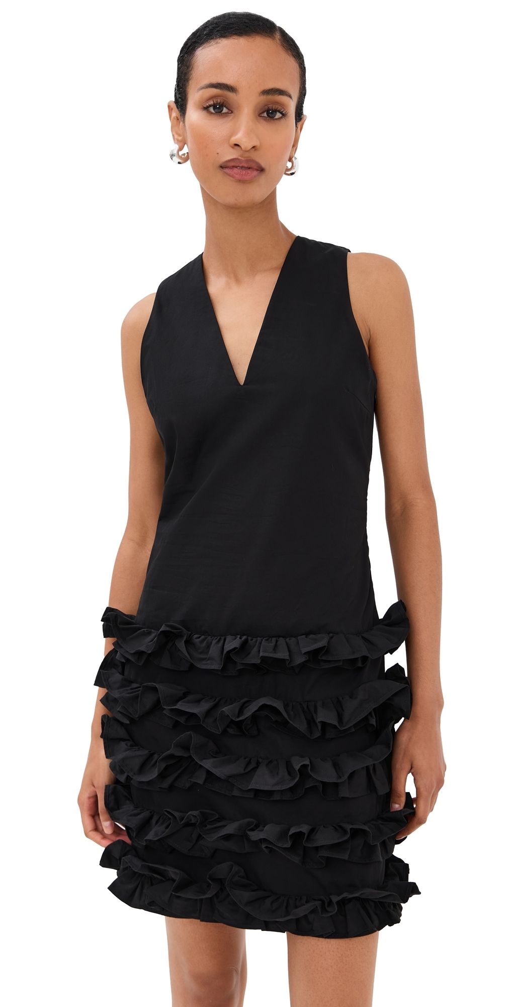 Bite Studios Scenic Cotton Frill Dress Black 32