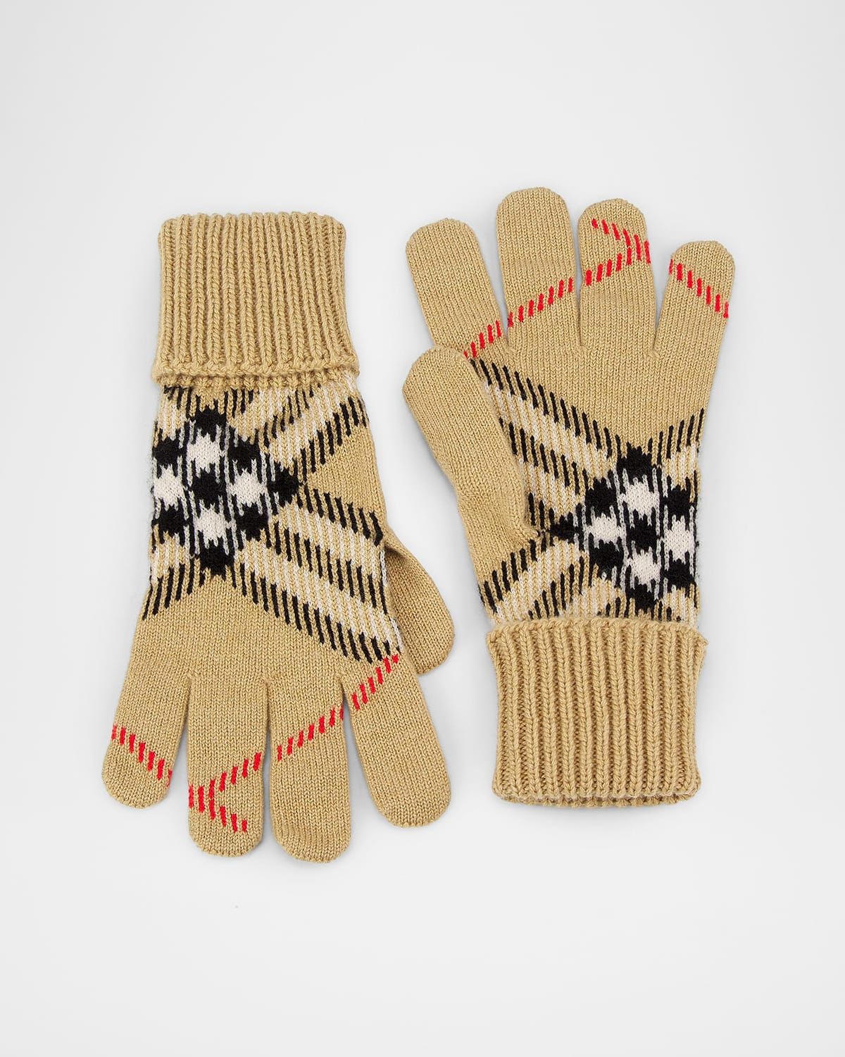 Check Cashmere-Blend Gloves