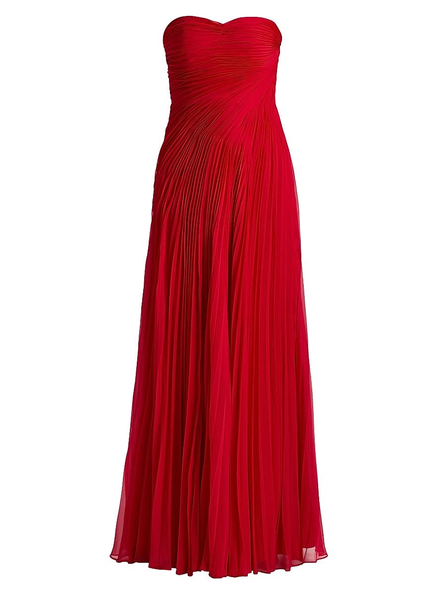 Women's Elea Strapless Pleated Gown - Solstice Red - Size 12