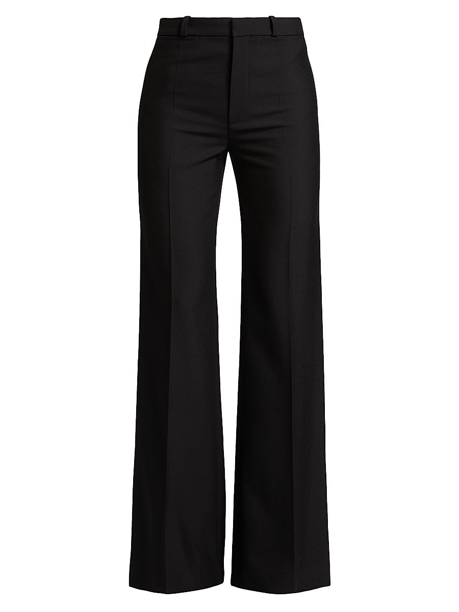 Women's Wool High-Rise Flare Pants - Black - Size 10