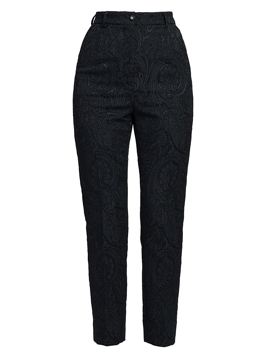 Women's Jacquard Skinny Suiting Pants - Nero - Size 8