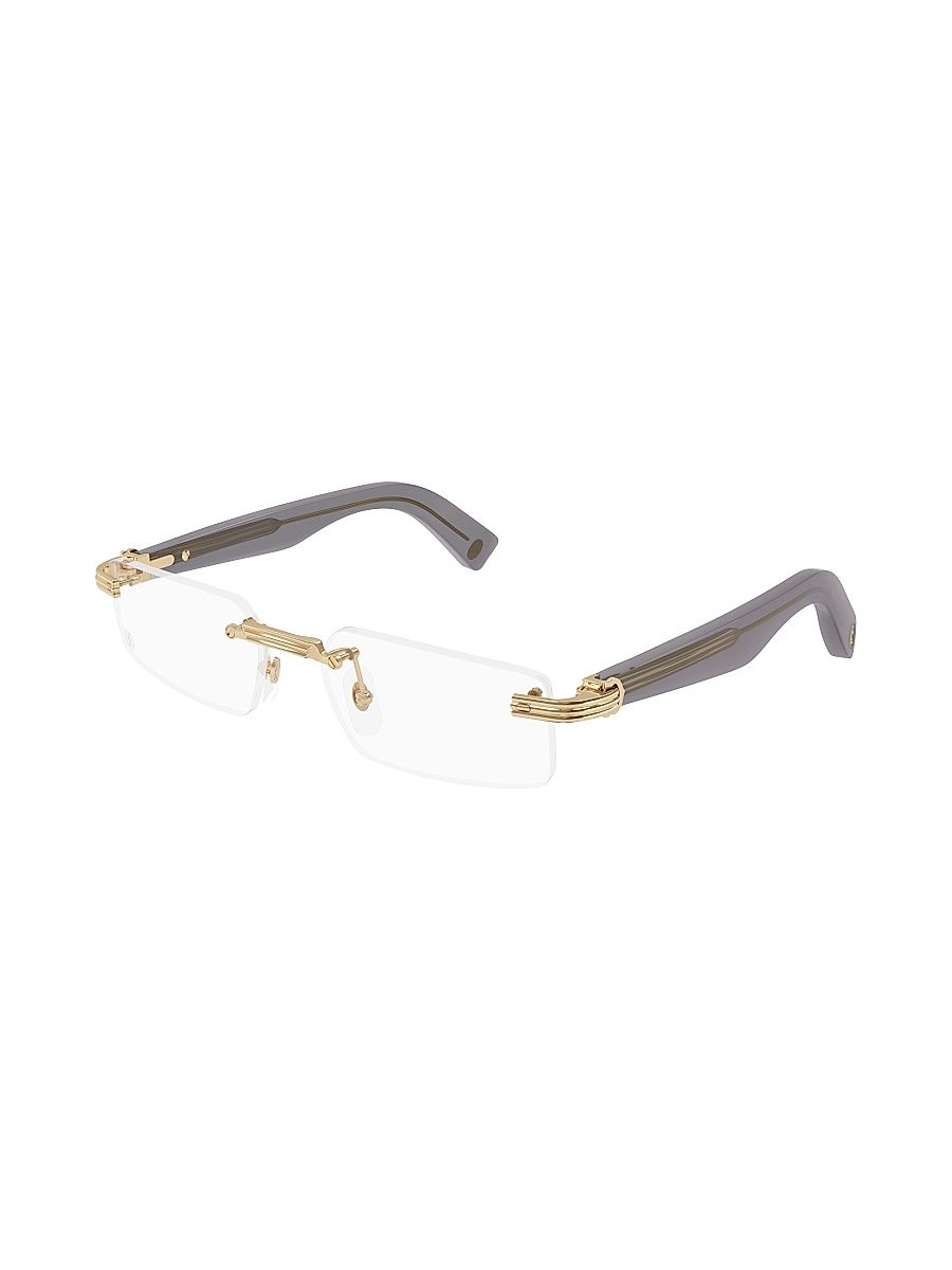 Men's Première de Cartier 55MM 24K-Gold-Plated Rectangular Rimless Eyeglasses - Gold