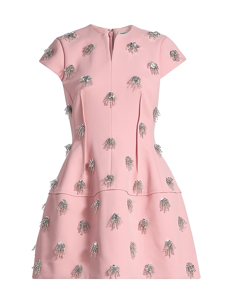 Women's Bethanie Bead-Embellished Minidress - Dusty Rose - Size 6