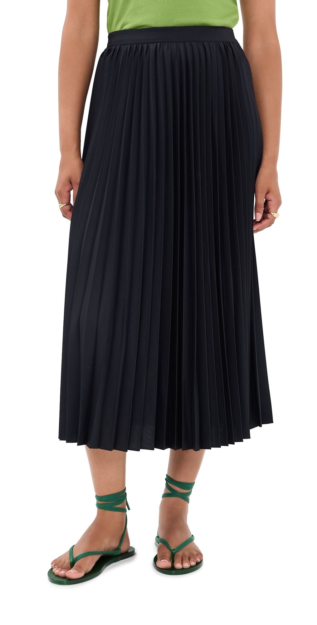 Tibi Pleated Sunray Skirt Navy 10
