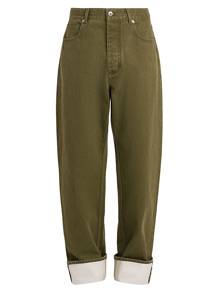 Men's Contrast-Hem Wide-Leg Jeans - Caper Stone Washed - Size 36