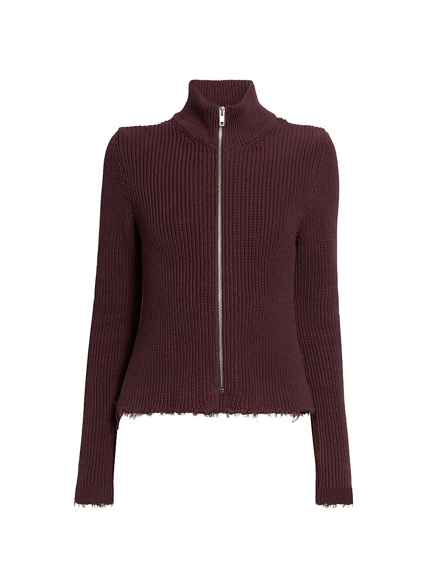 Women's Sports Rib-Knit Cotton Jacket - Chocolate - Size XS