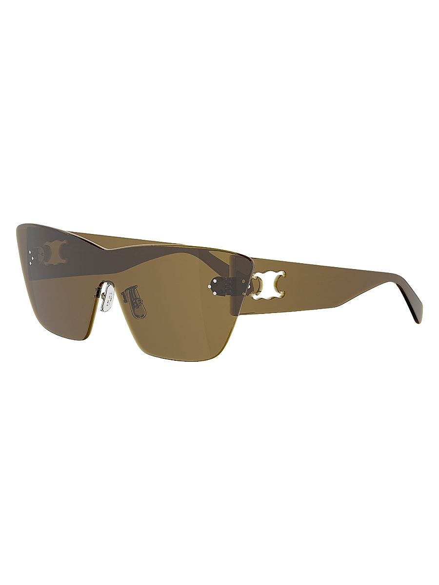 Women's Sundown Shade Mask Sunglasses - Shiny Beige Brown