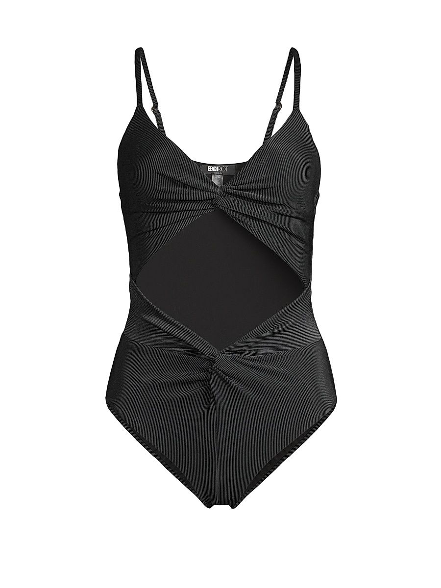 Women's Aviva Cut-Out One-Piece Swimsuit - Black - Size Large