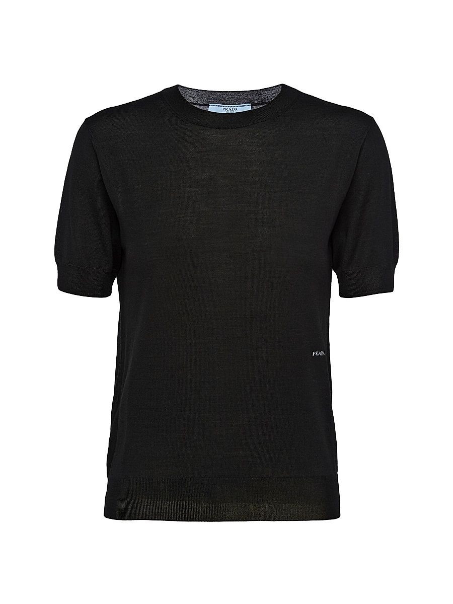 Women's Worsted Wool Crewneck Sweater - Black - Size 8