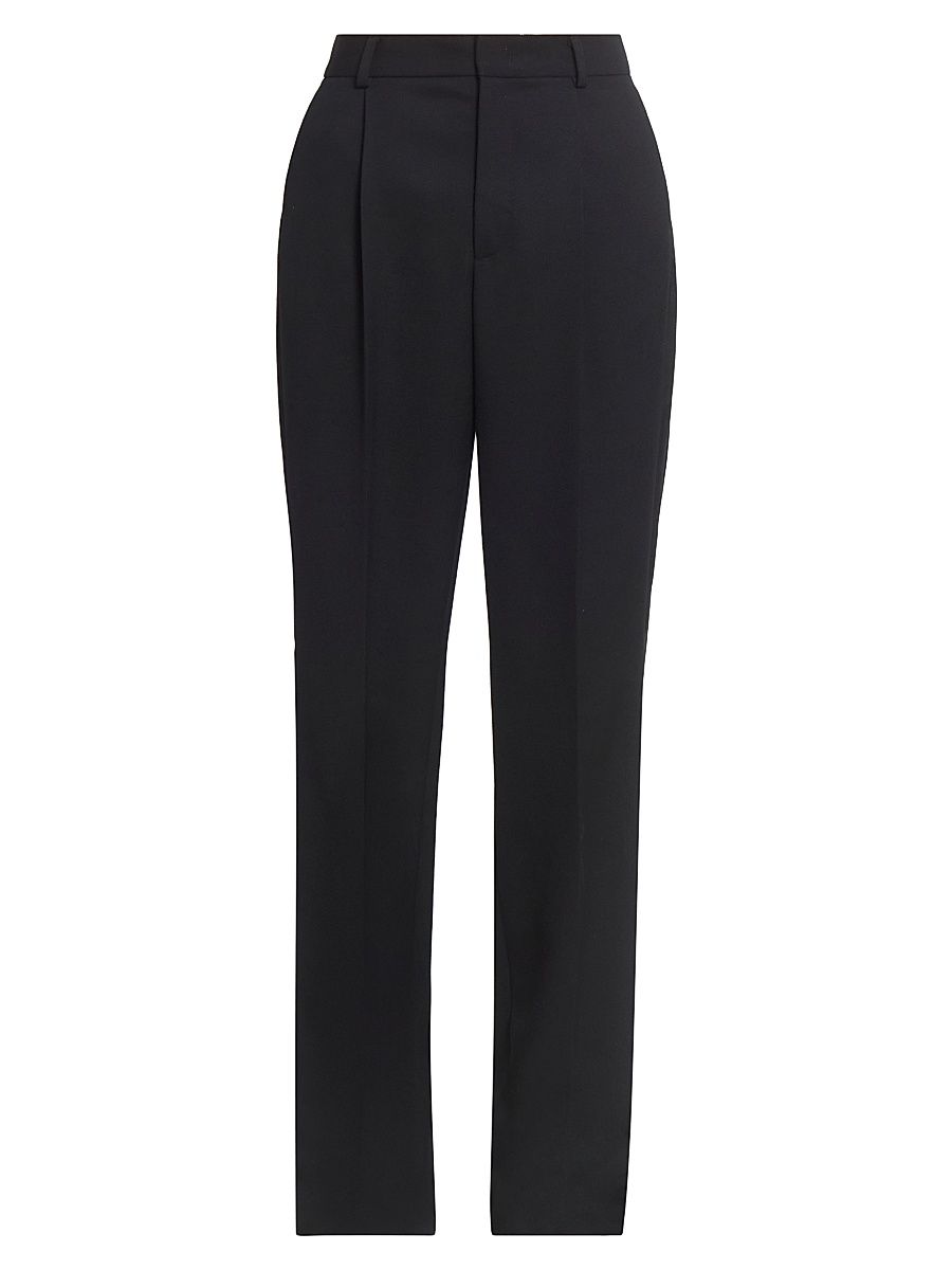 Women's Tailored Straight-Leg Trousers - Black - Size 0