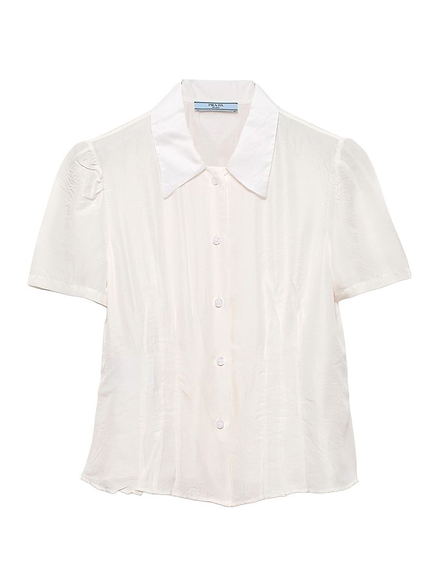 Women's Garment-Dyed Washed Silk Shirt - White - Size 2