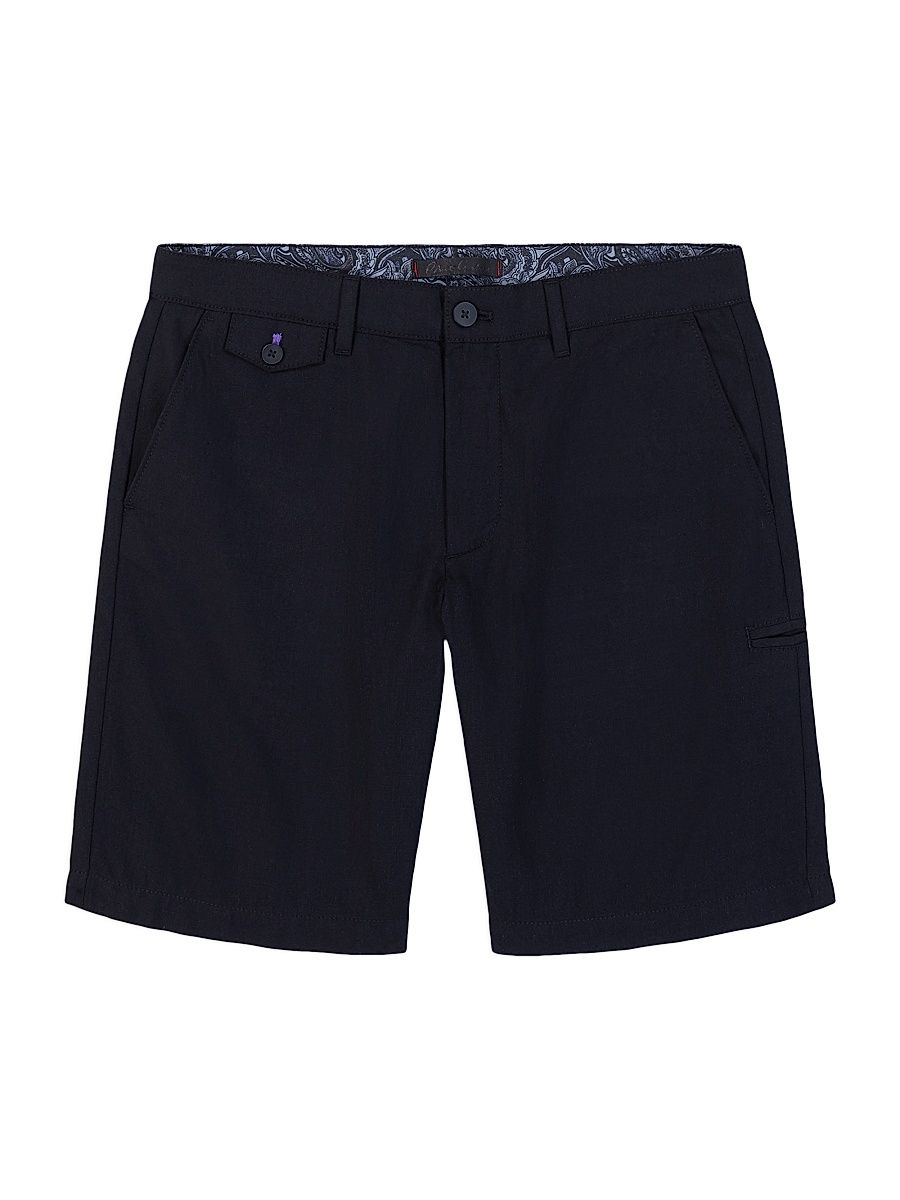 Men's Dixton Solid Cotton-Linen Shorts - Black - Size 42