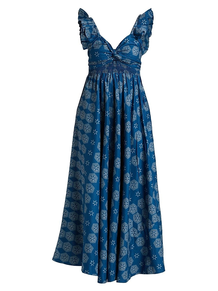 Women's Ibukun Printed Midi-Dress - Blue - Size XXL