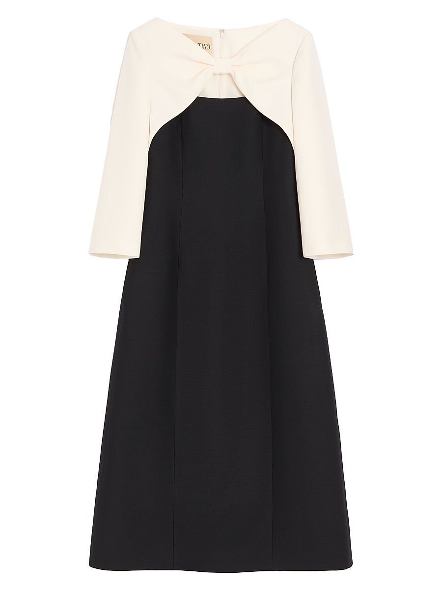 Women's Crepe Couture Midi Dress - Black Ivory - Size 2