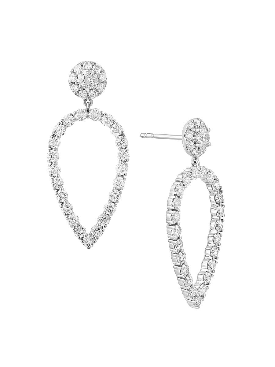 Women's 14K White Gold & 2.33 TCW Diamond Drop Earrings - White Gold