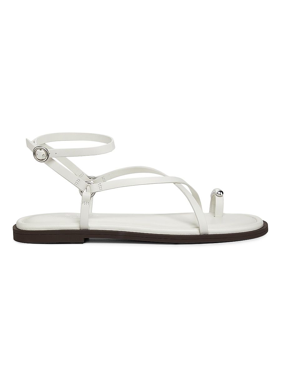 Women's Geo Strappy Leather Sandals - Antique White - Size 11