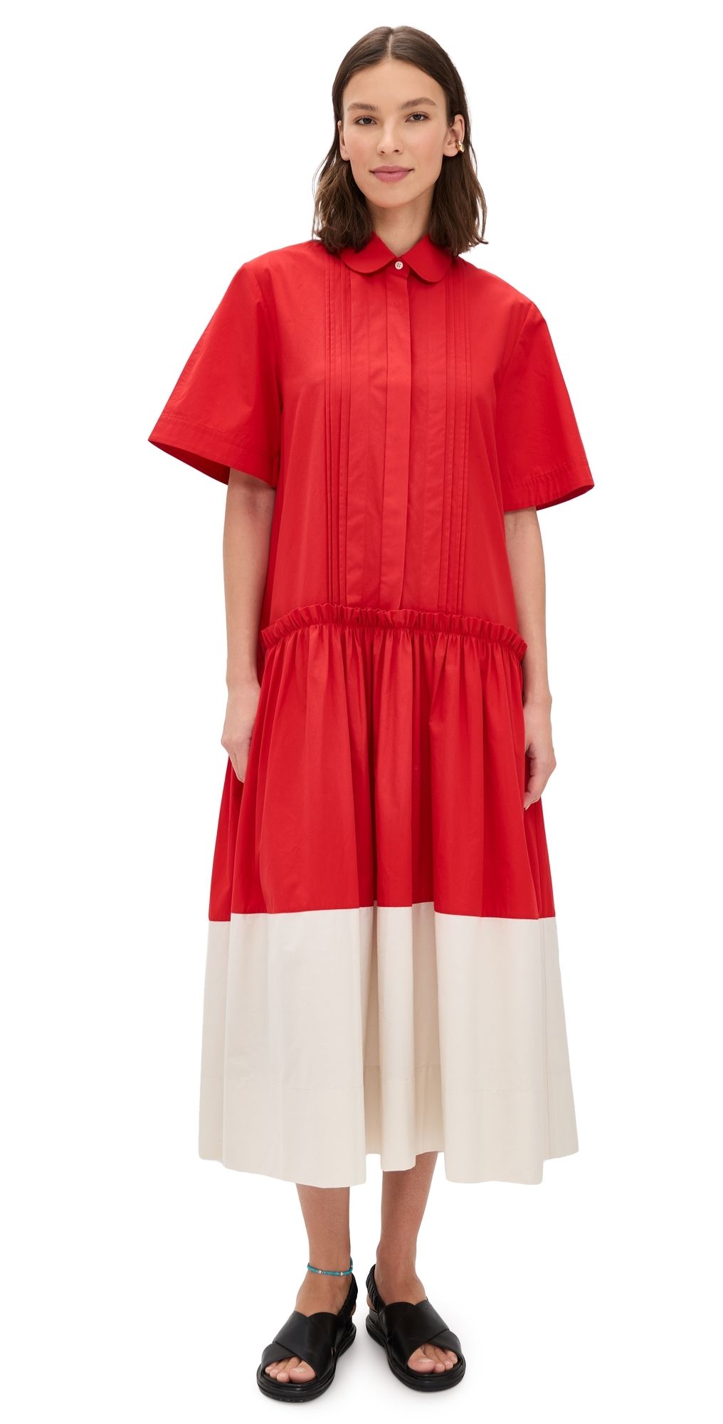 Lee Mathews Charlotte Spliced Dress Red 4