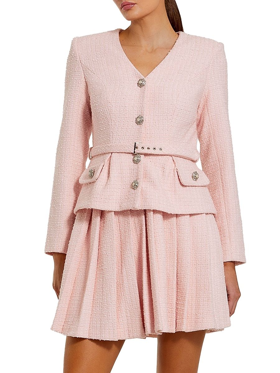 Women's Ieena Bouclé Tailored Minidress - Blush - Size 12