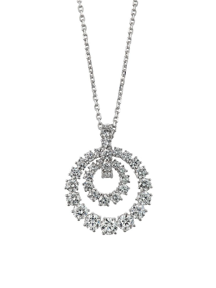 Women's L'Heure Du Diamant 18K White Gold & 3.24 TCW Diamond Concentric Circle Pendant Necklace - White Gold