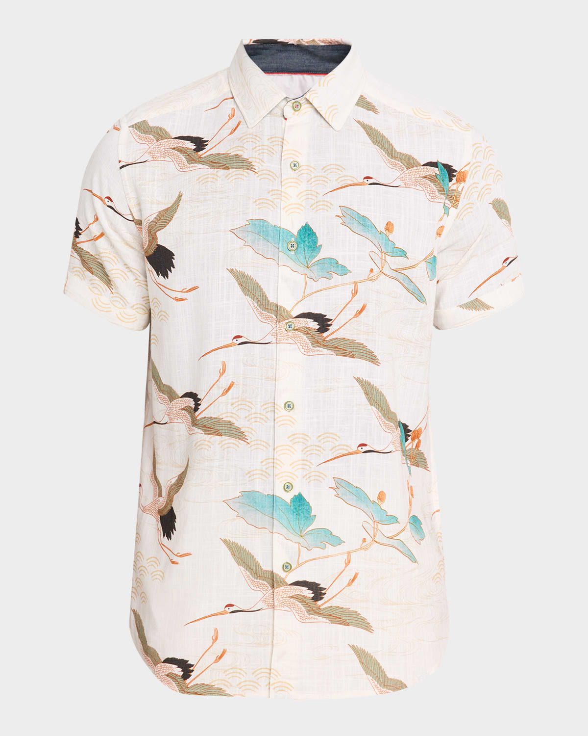 Men & apos;s Tsuru Viscose and Linen Short-Sleeve Shirt