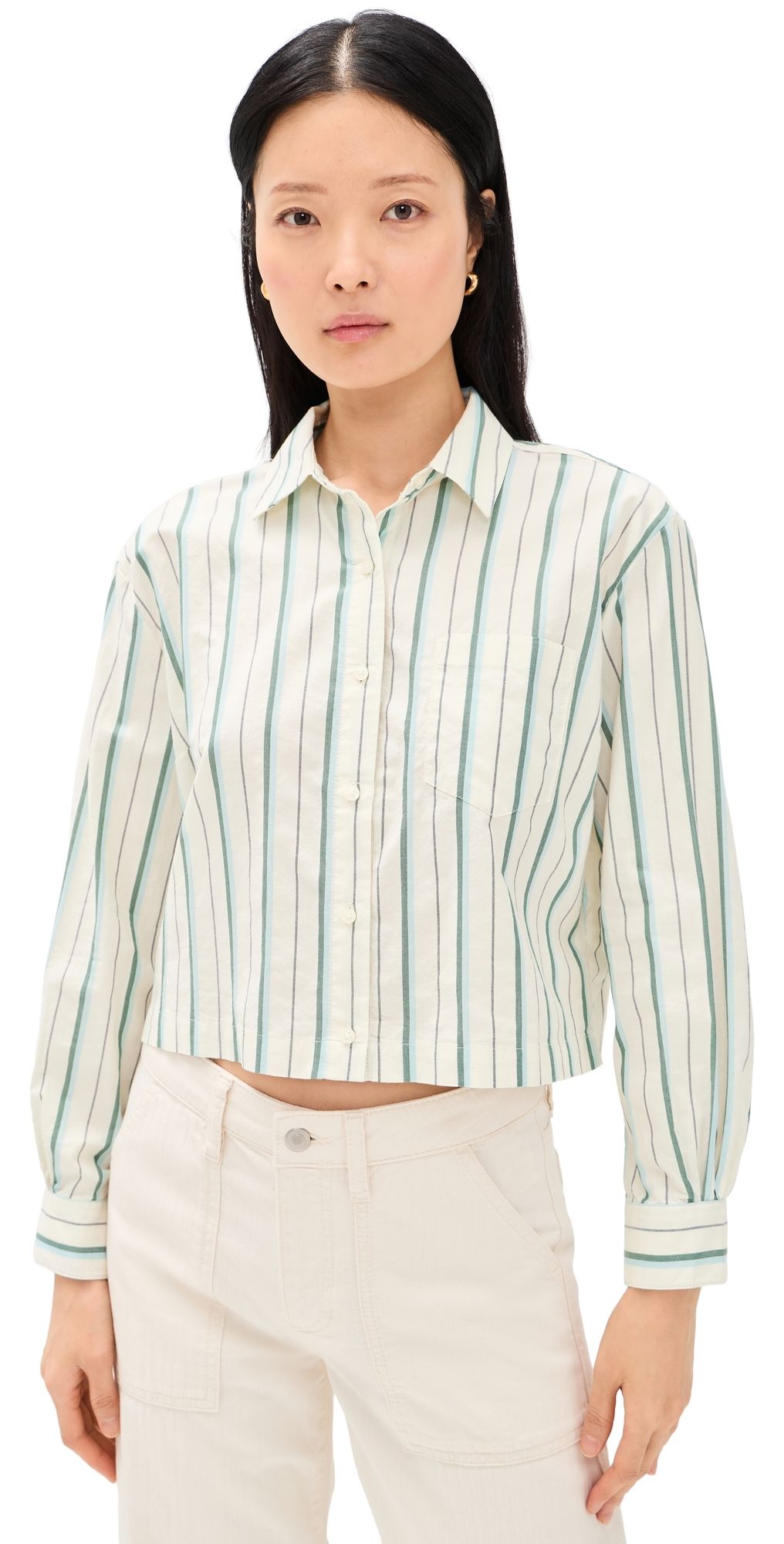 Birds of Paradis Nessa Stripe Shirt Verde Stripes M