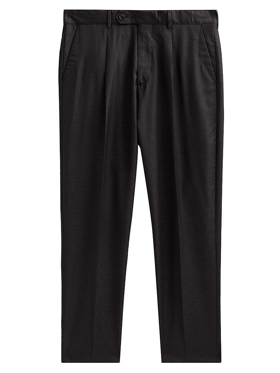 Men's Crease-Front Wool Trousers - Dark Brown - Size 38