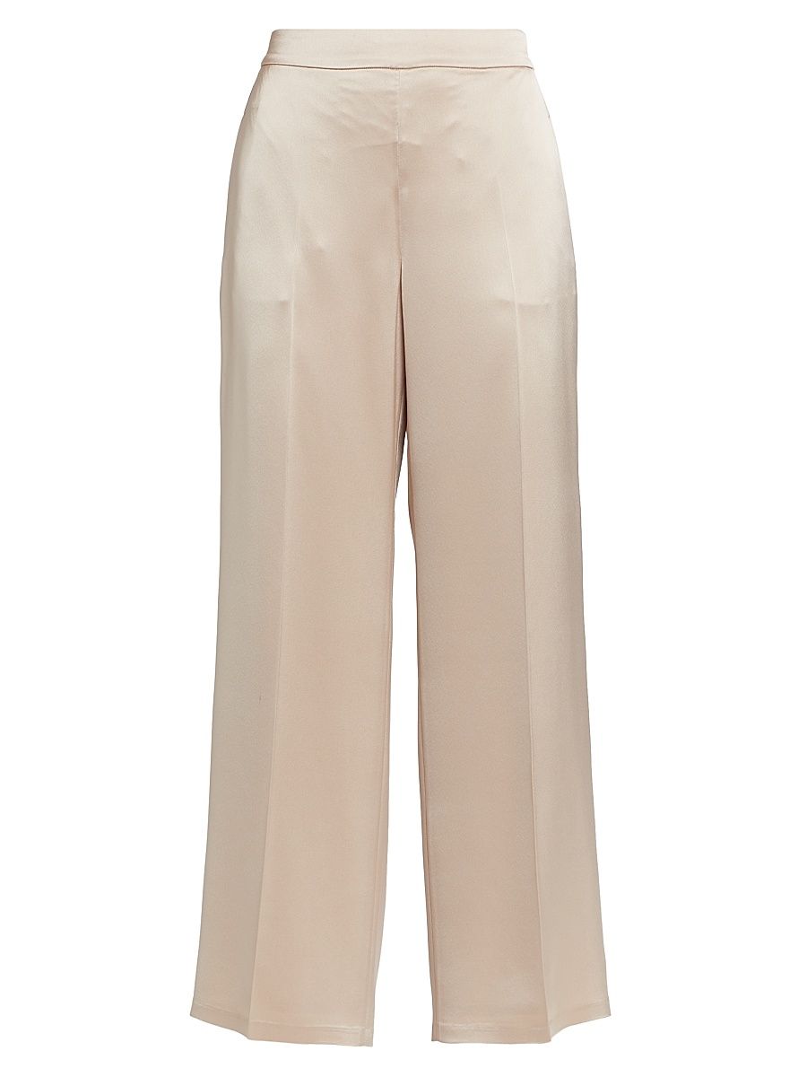 Women's Ashlynn Satin Cropped Wide-Leg Pants - Champagne - Size XL