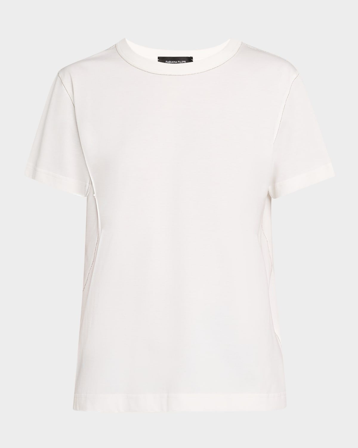 Chain-Trim Crewneck Cotton T-Shirt