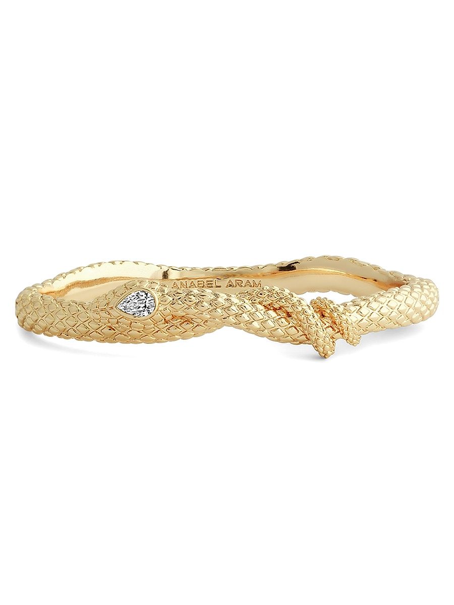 Women's Serpent 18K-Gold-Plated & Cubic Zirconia Hinged Bangle - Gold