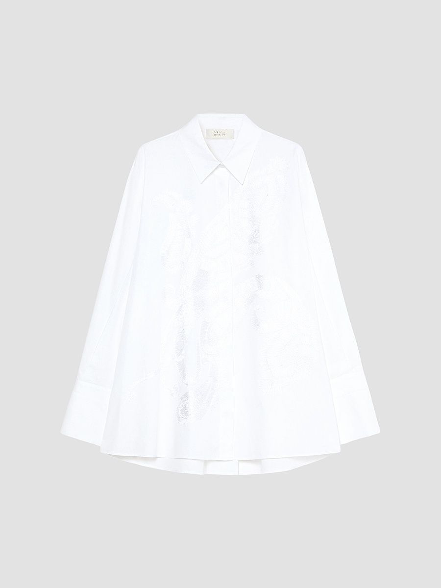 Women's Embroidered Poplin Tunic Shirt - Optical White - Size 20