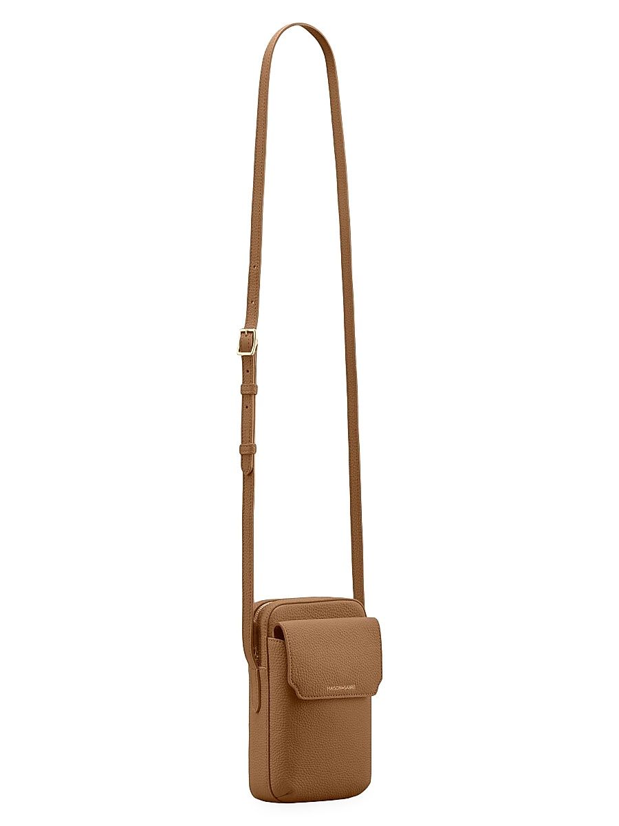 Leather Zip Phone Pouch - Sandstone Brown