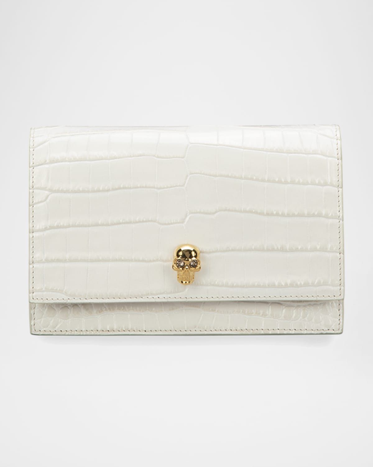 Mini Mock-Croc Crossbody Bag with Small Skull