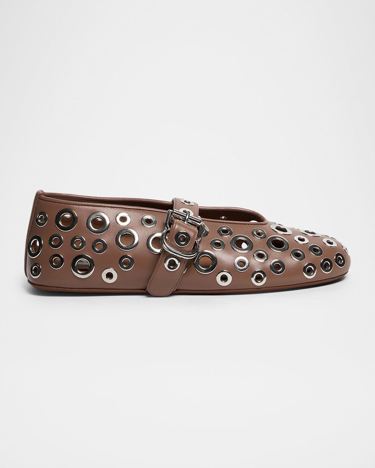 Grommet Leather Ballet Flats