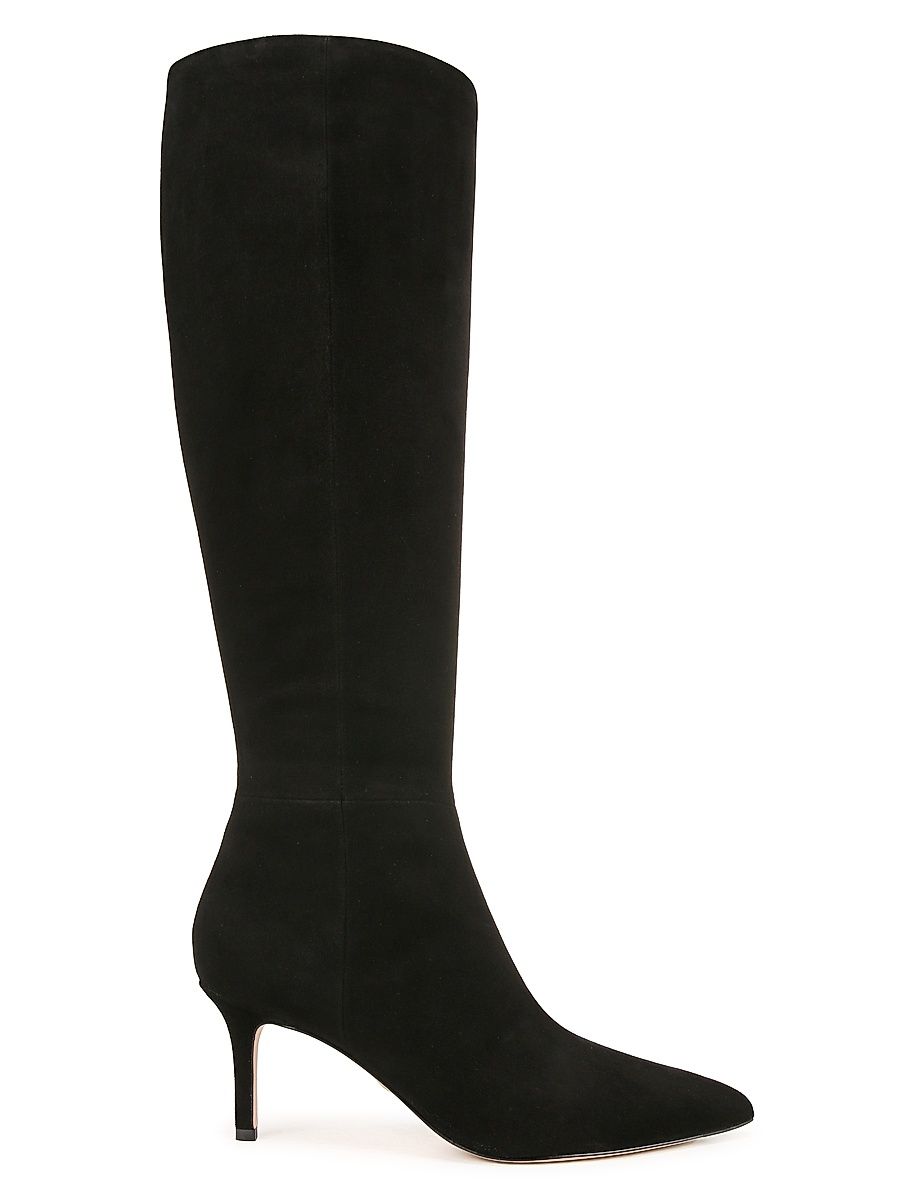 Women's Lisa 70MM Tall-Shaft Wide-Calf Suede Boots - Black - Size 9