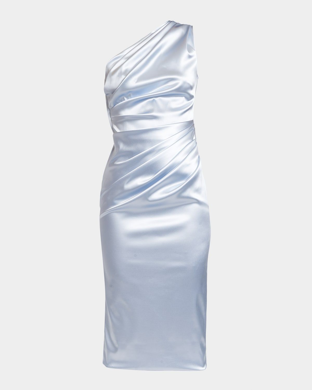Draped Satin One-Shoulder Dress