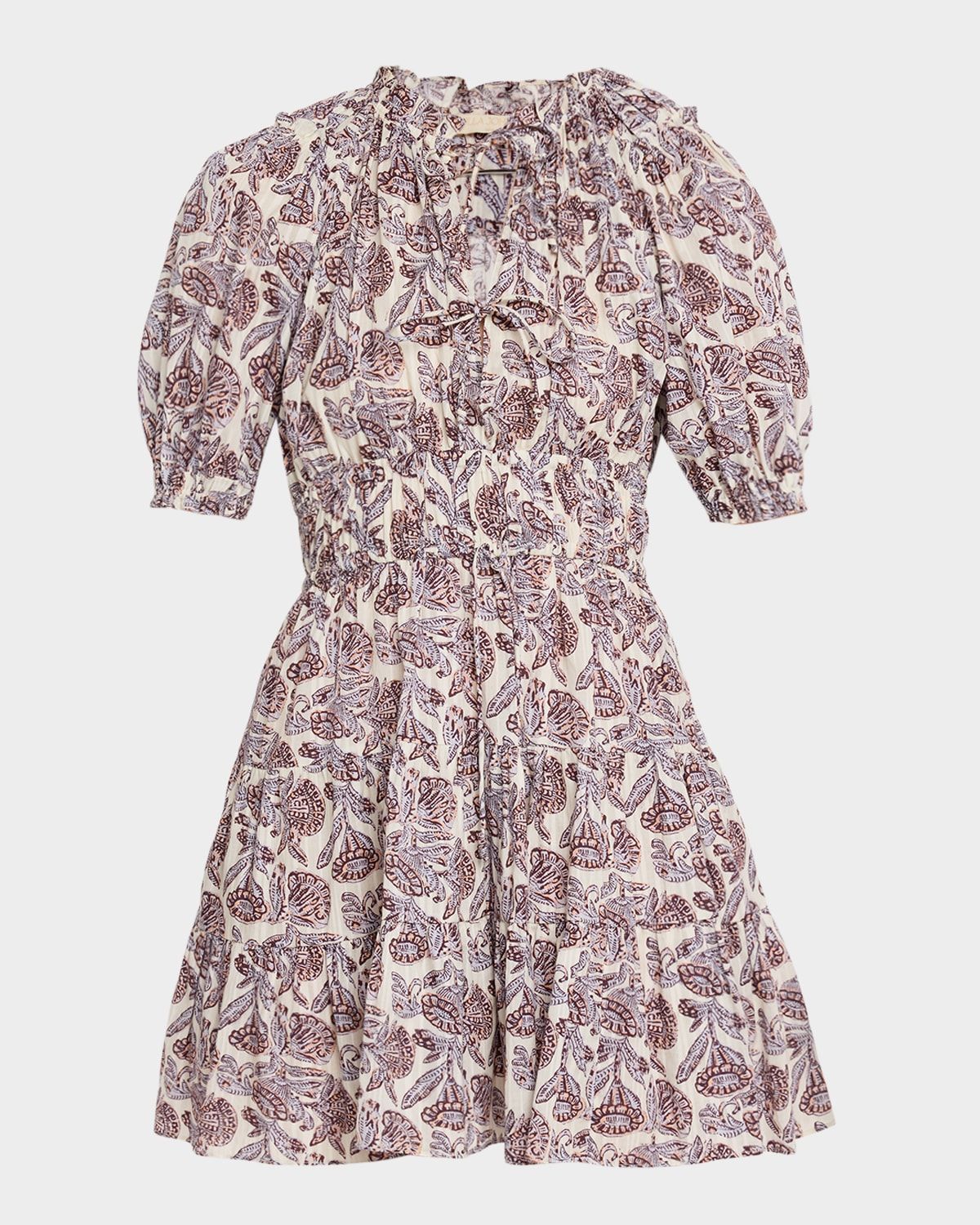 Soffia Printed Puff-Sleeve Mini Dress